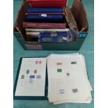 Ten various stamp albums with GB and world stamps, some sparsely filled,