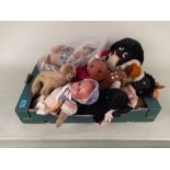 A good selection of vintage soft toys including teddies, Golly's,