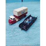 A Corgi Toys Batmobile, includes Batman and Robin (some wear to paint,
