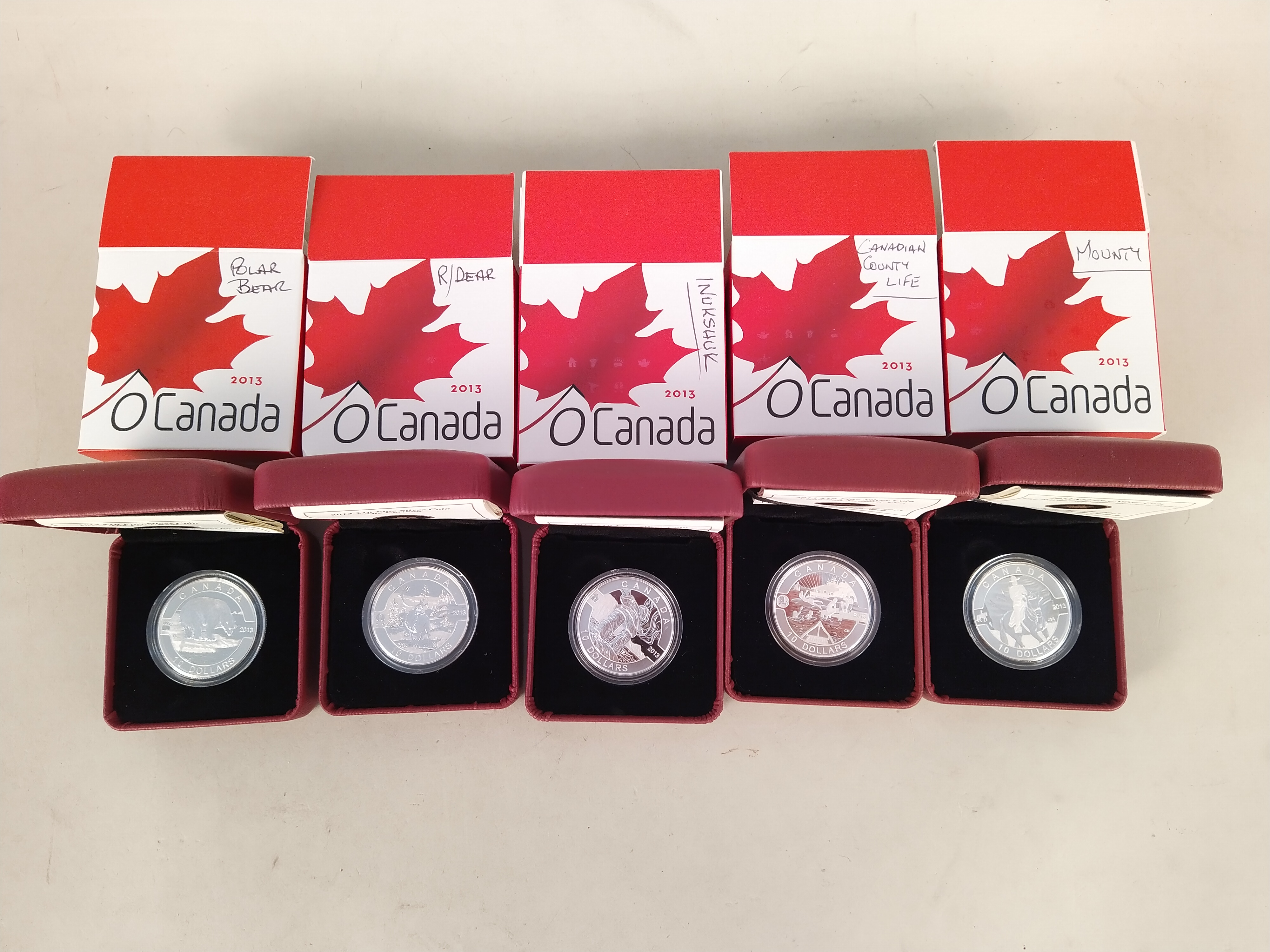 Nine Royal Canadian mint 2013 ten dollar silver coins plus a Canadian mint boxed 20 dollar 2015 - Image 3 of 3