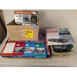 Three boxes of mixed items including many reprinted in the 90's of early ordnance survey maps from