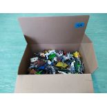 A box of vintage plastic Britains Deetail soldiers including knights and other plastic figures