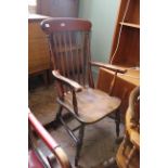 A late 19th Century elm Grandfather chair