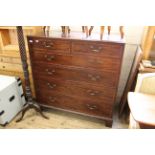 A George III mahogany six drawer chest (side mouldings on top missing)