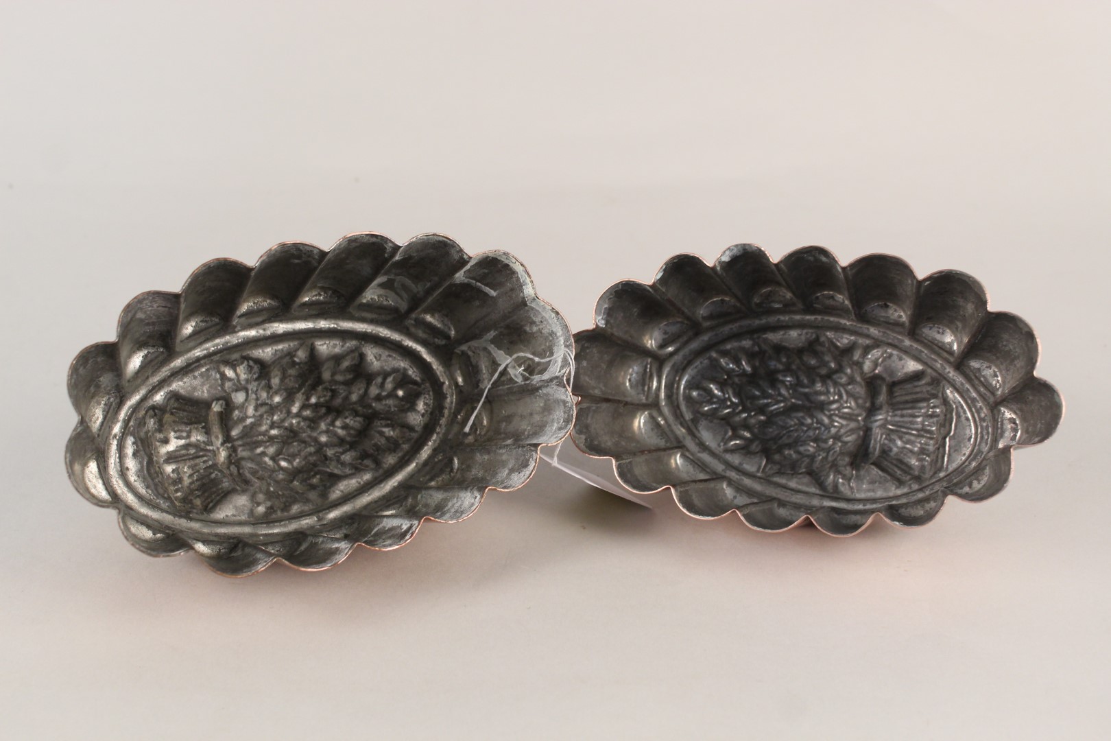 A pair of Victorian copper jelly moulds of fluted oval form, - Image 3 of 3