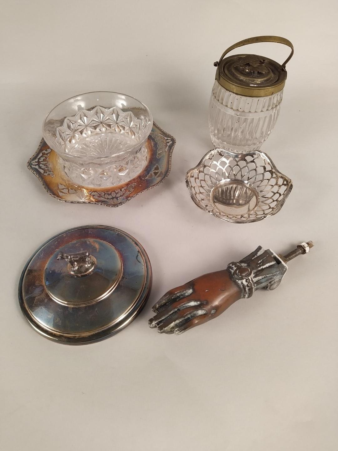 A hallmarked silver bowl, a Victorian hand door knocker, - Image 2 of 3