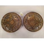 A pair of Coalbrookdale style gilded metal plaques,
