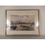 Walter Graham Scott Brown watercolour of a River Thames scene,