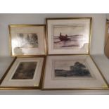 Seven assorted 19th Century watercolours including St Benett's Abbey Norfolk signed 'Ansted',