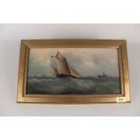 A late 19th Century oil on board of a seascape with shipping, signed 'C Beaty',