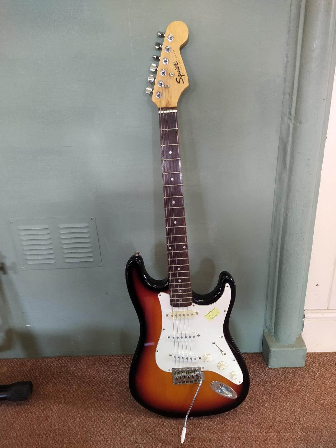 Fender Squire 'Strat' electric guitar with stand and amp - Image 3 of 3