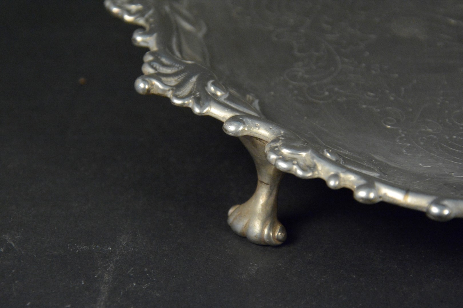Two Georgian silver waiter trays, (both in very poor condition), smaller hallmarked London 1767, - Image 2 of 5