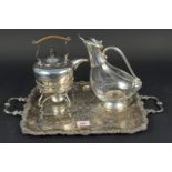 A mixed lot of silver plate including claret jug,