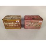 Two vintage 'Nut Brown' tobacco tins