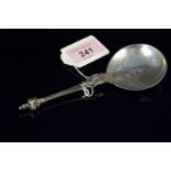 A silver Marius hammer folding baptismal spoon,