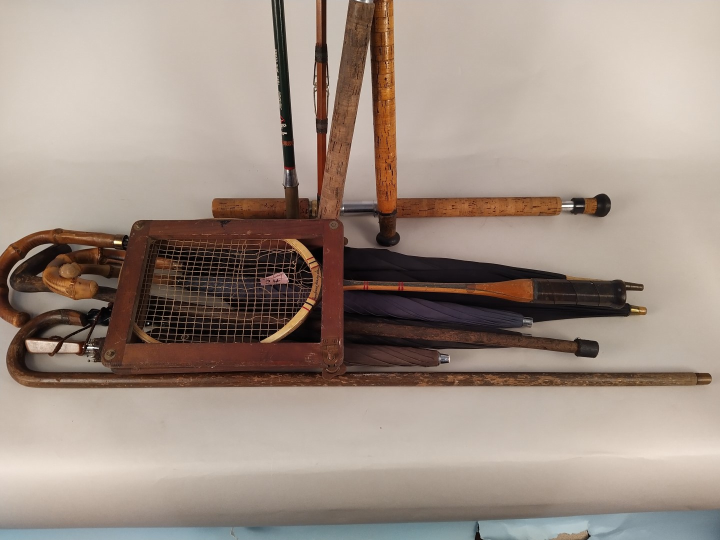 Vintage cane fishing rods, walking sticks, - Image 2 of 3