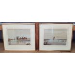 A pair of late 19th Century framed watercolours of Broadland scenes with wherries, signed H.