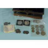 A mixed lot of UK and European coins including silver and copper coins (Shillings,