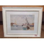 Rowland Fisher (1885-1969) framed watercolour of the River Yare at Great Yarmouth,