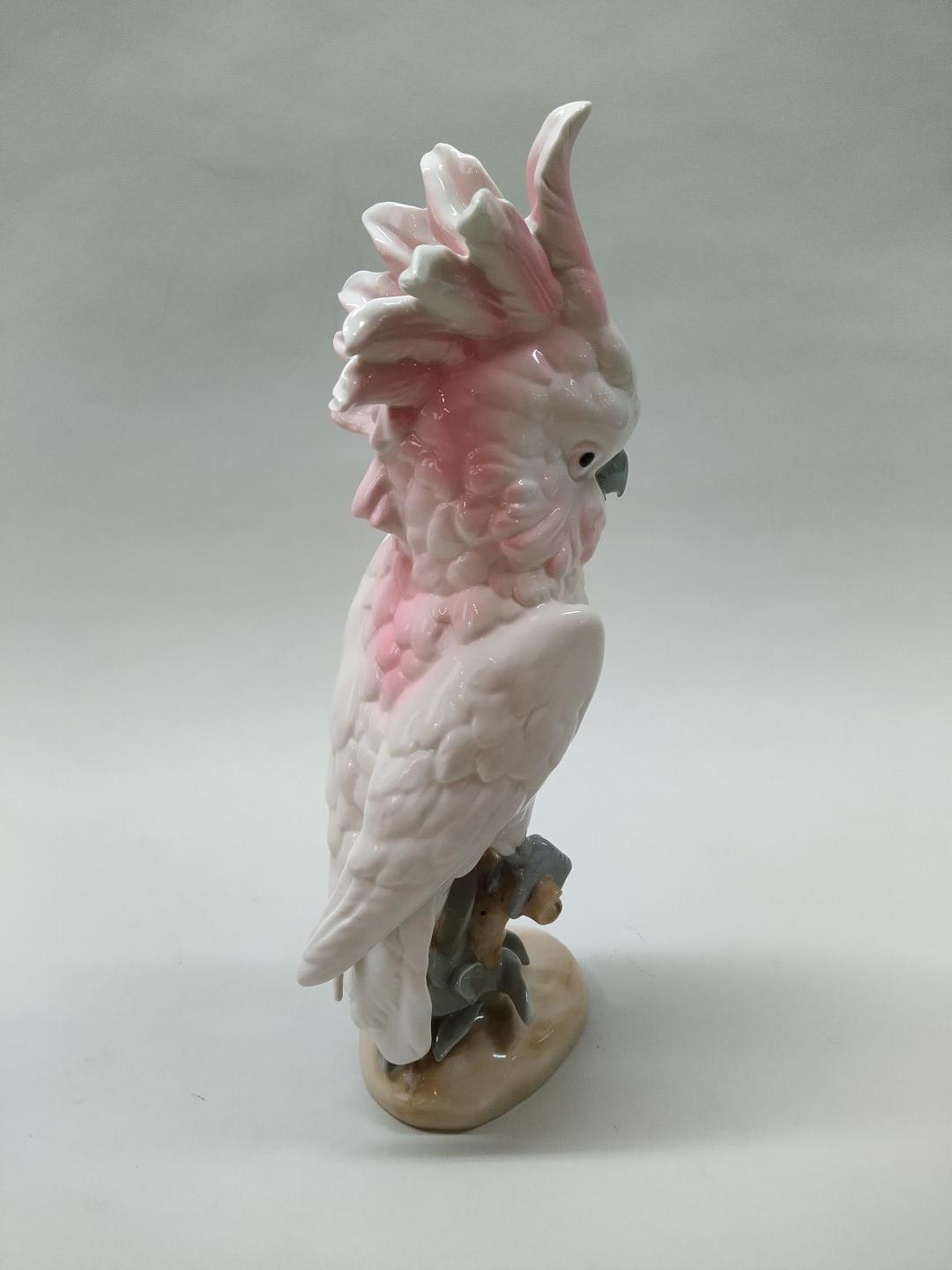 An early 19th Century Royal Dux, pink pad mark cockatoo on perch, - Image 2 of 3