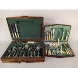 An Art Deco style wooden cased canteen of cutlery plus one other