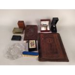 A mixed lot including plated wares, wooden boxes,