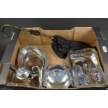 A mixed lot of silver plated items including coaster,