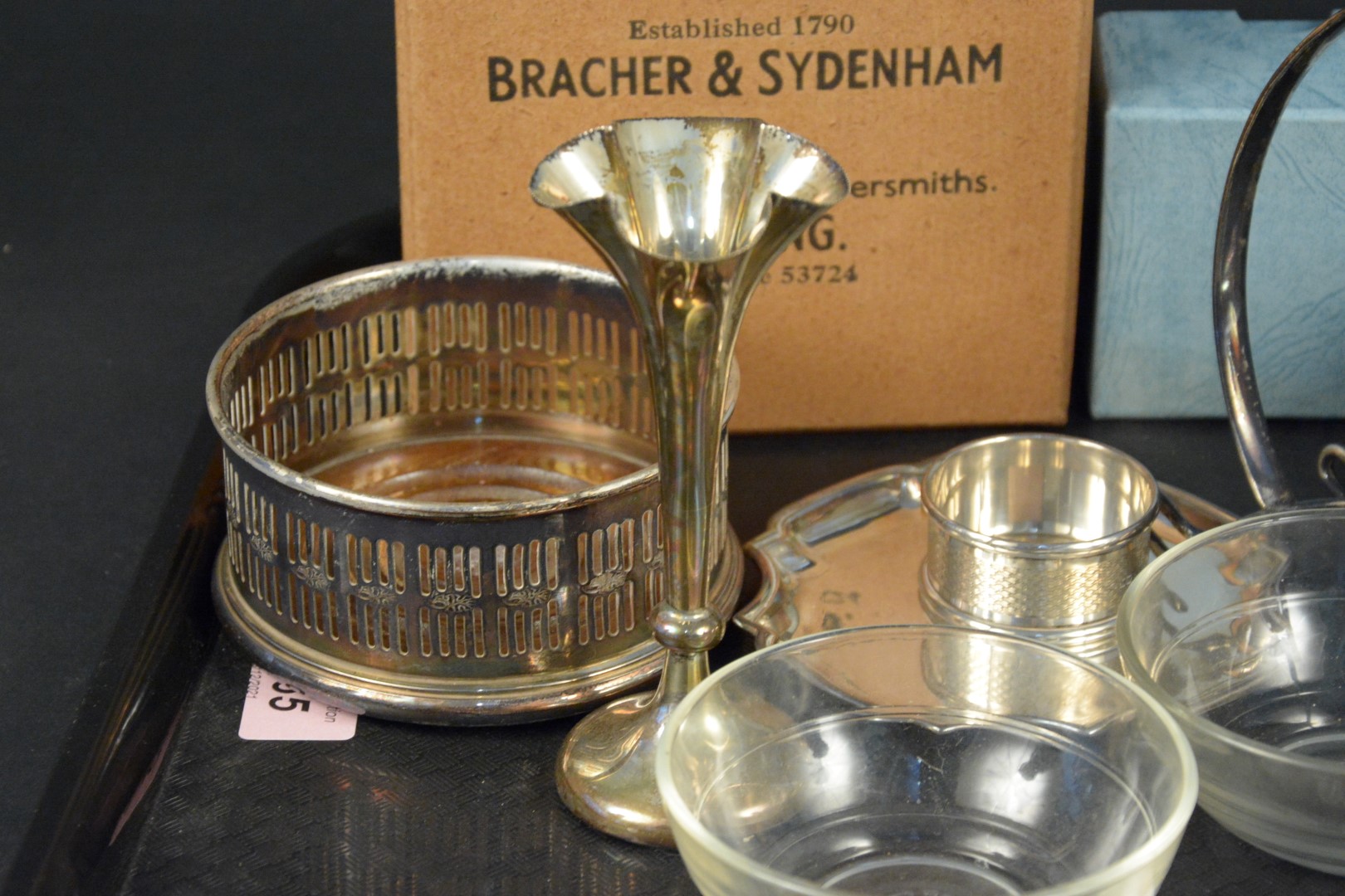 Mixed silver and silver plated items including a silver bud vase, - Image 2 of 3