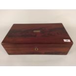 An early Victorian mahogany writing box with fitted interior