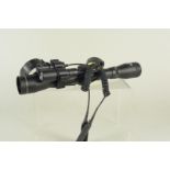 A 'Tasco' silver antler 4x32 scope with built in red dot and torch