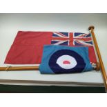 A red Ensign flag with an RAF Ensign flag,