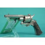 A fine six shot 7mm pin-fire revolver with good gutta percha grips and working single and double