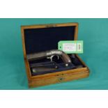 A cased under-hammer six shot pepperbox pistol by Bacon & Co C-T (U.S.A.