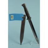 A Third Reich era German model 1884/98 knife bayonet (K98 rifle) dated 1944 with scabbard