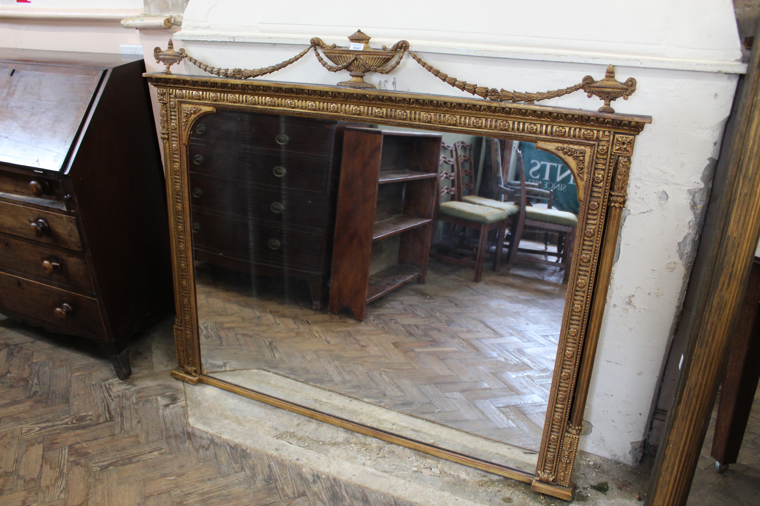 A mid 19th Century gilt French over mantel mirror,