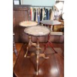 Three assorted mahogany tripod wine tables, approx dimensions are 29cm,