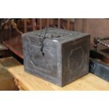A 19th Century travelling strong box/safe with working lock and key