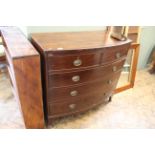 George III mahogany bow fronted chest (as found,