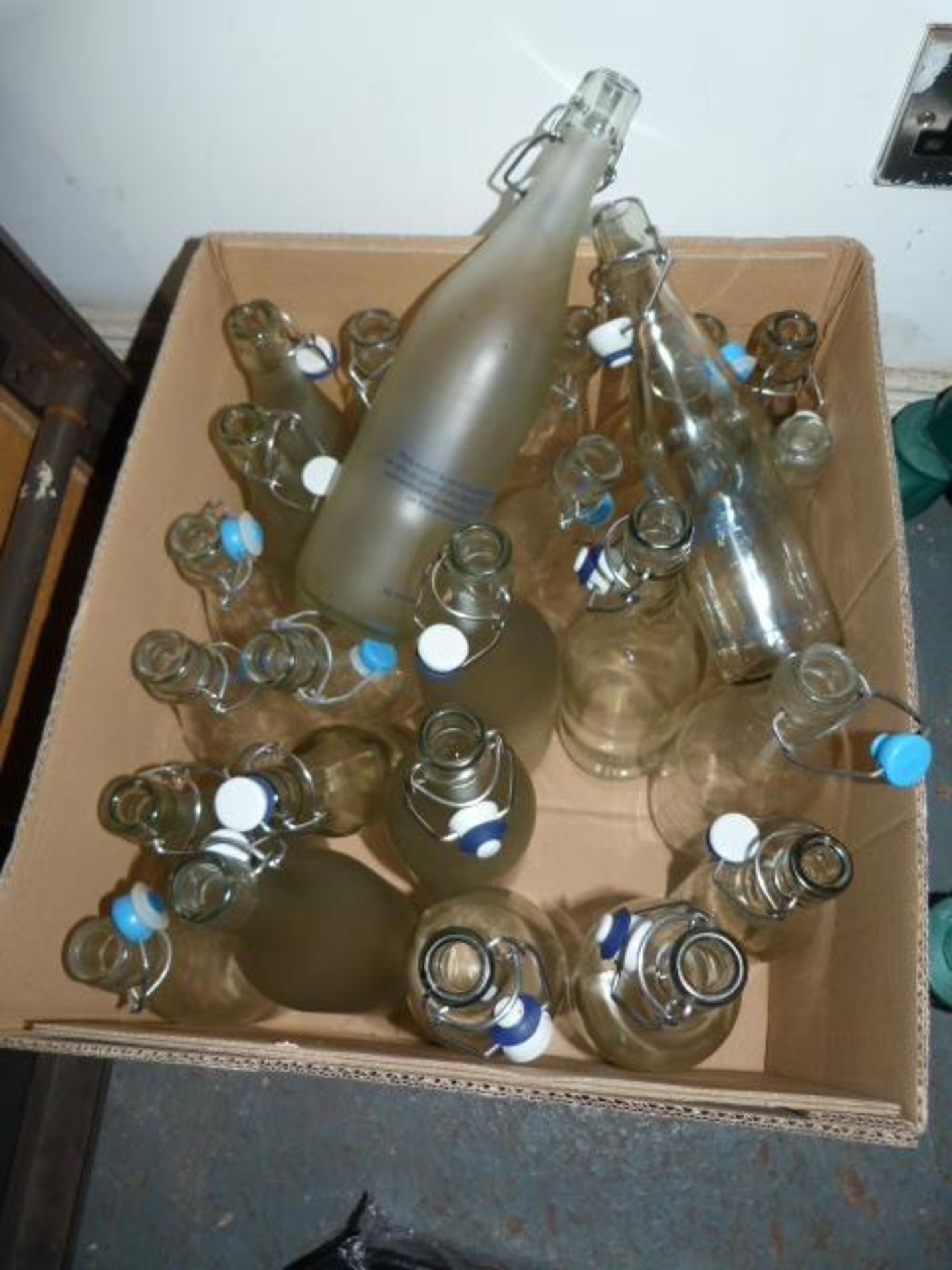 *Box of Porcelain & Plastic Topped Bottles