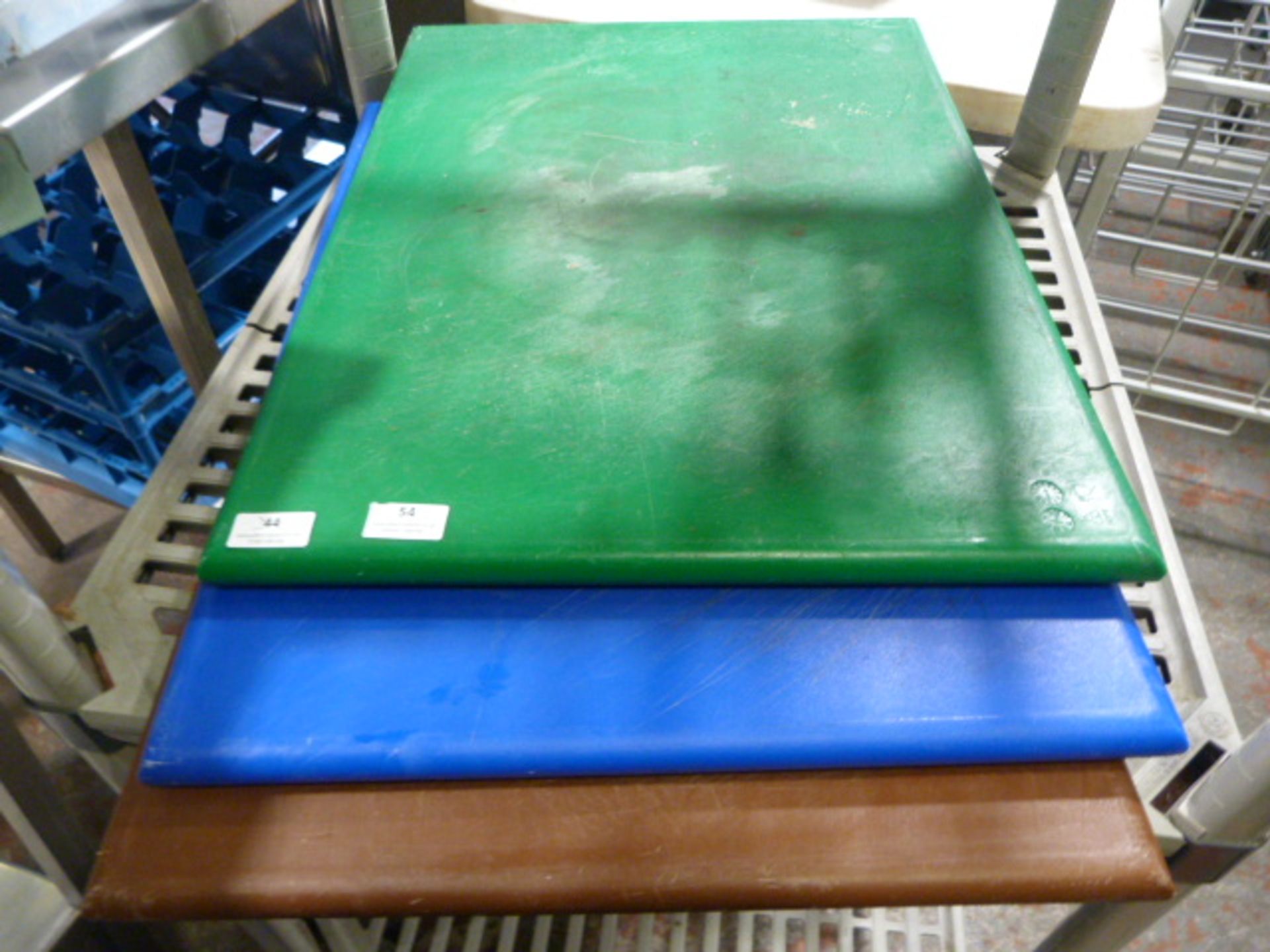 *Three Large Coloured Chopping Boards (Green, Blue & Brown)