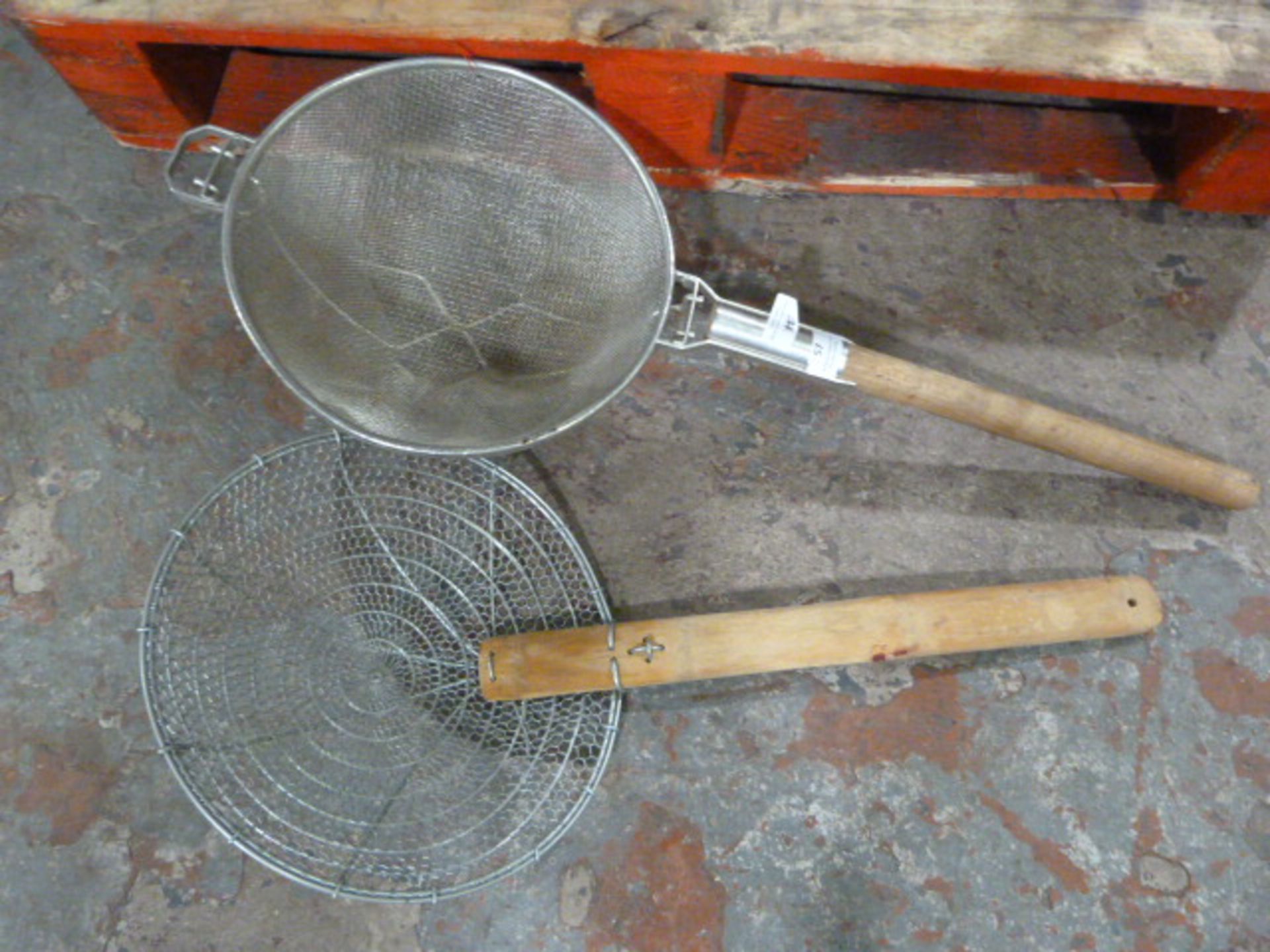 *Two Large Wooden Handled Strainers