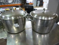 *Two Stainless Steel Twin Handled Pans with Lids 30cm diameter