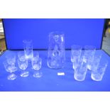 Etched Glass Lemonade Set plus Wine Glasses etc.