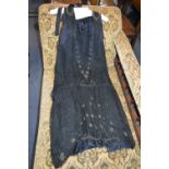 1920's Black Flapper Dress with Black Glass Bead Decoration