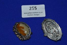 Two Hallmarked Sterling Silver Brooches