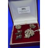 Silver & Marcasite Brooch and Two Pairs of Earrings