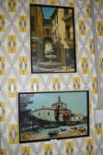 Two Retro Continental Oil on Canvas Painting by Guis