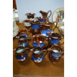 Victorian Copper Luster Jugs, etc. 13 Pieces