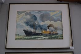 Framed Watercolour of the Trawler St. Chad by Harold Whittaker 1988