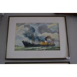 Framed Watercolour of the Trawler St. Chad by Harold Whittaker 1988